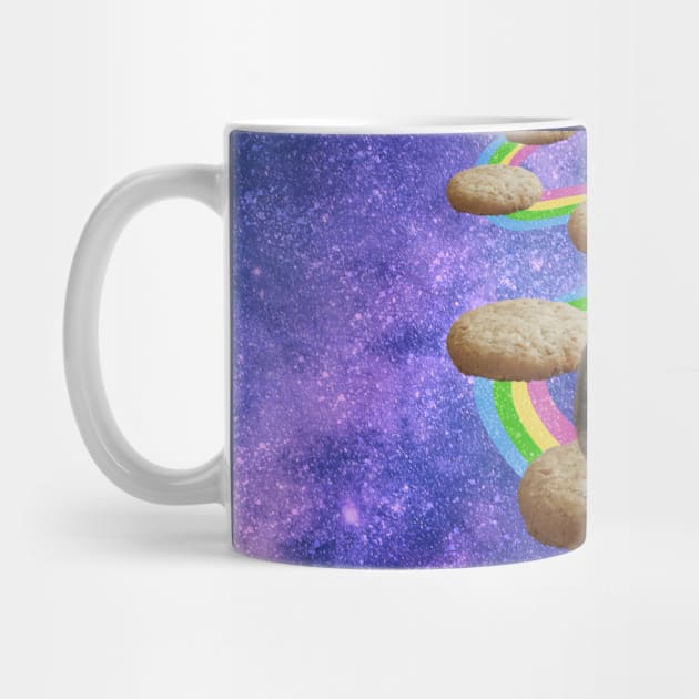 Cute tabby cat in outer space shooting cool rainbows from the sunglasses by Purrfect